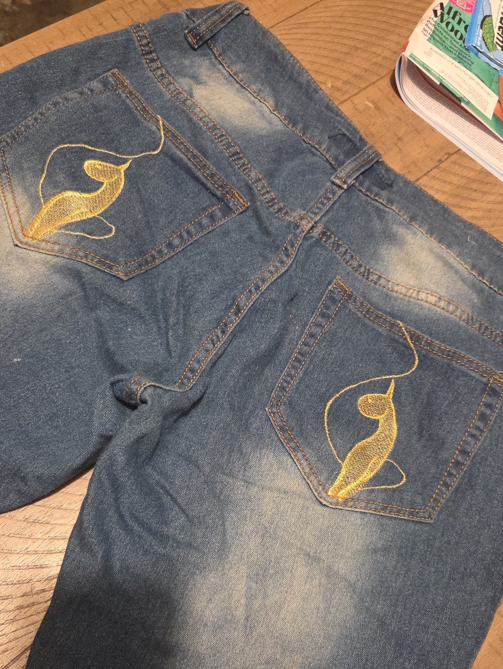 $5$25-Baby Phat Women's Distressed Blue Skinny Jeans-